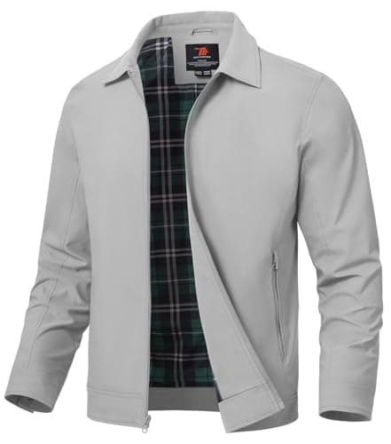 Image of YSENTO Mens Summer Bomber Jackets Lightweight Casual Windbreaker Baseball Sports Cargo Jacket Outwear with Zip Pockets(Light Grey,3XL)