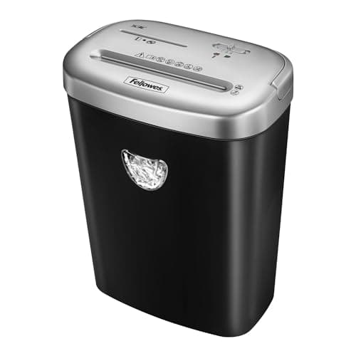 Image of Fellowes Powershred 53C, 10 Sheet Cross Cut Paper Shredder for the Home or Home Office with SafeSense Technology, black/silver