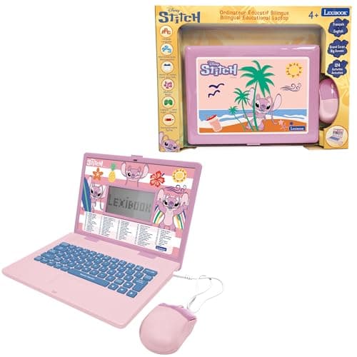 Image of LEXIBOOK, Disney Stitch Angel, Bilingual Educational Laptop – 124 Activities in French/English, JC598D1i1