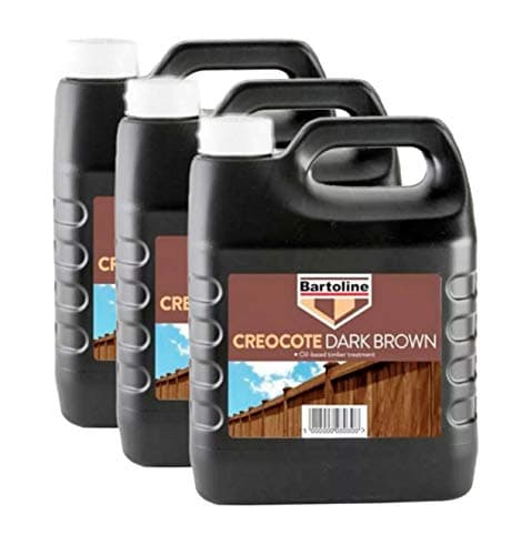 Image of Creocote Creosote Substitute Dark Brown Timber & Fence Treatment – 3 x 4L (12L Total) Outdoor Wood Preserver for Fences, Sheds & Garden Timber