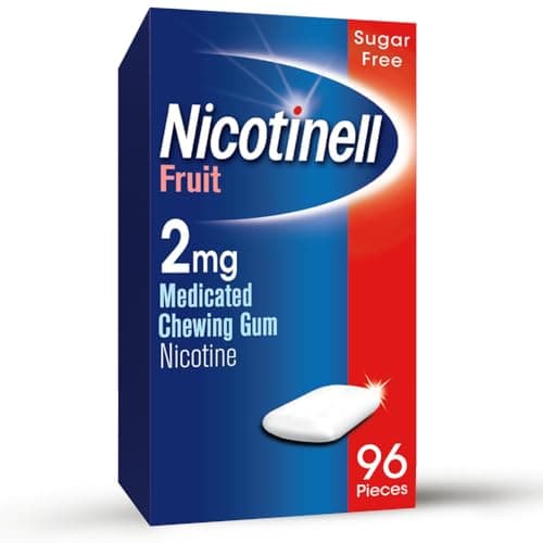 Image of Nicotinell Fruit Gum 2mg (96 Pieces), Stop Smoking Aid, Sugar Free Nicotine Gum, Mild Fruit Flavour, 2mg Regular Strength for Light Smokers, Quit Smoking Aid, Mega Pack
