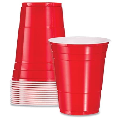 Image of Hot n Fresh 50 x American Red Party Cups 16oz (473ml) Reusable Plastic Drinking Glass for Catering Supply Parties Birthday Weddings