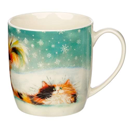 Image of HoitoDeals Christmas Porcelain Mug Kim Haskins Ginger Cat For Home, Office, Tea Coffee, Cup Gift Item (1Pcs)