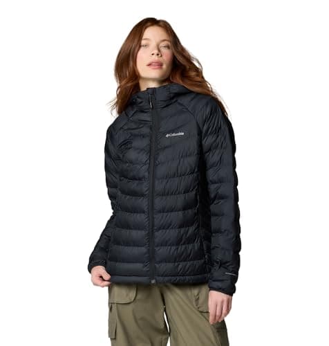 Image of Columbia Women's Powder Lite Hooded Jacket, Hooded Puffer Jacket, Black, Size XL