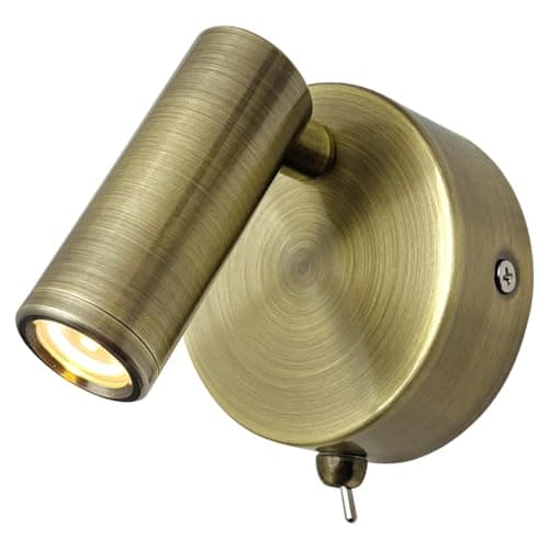Image of Long Life Lamp Company Adjustable Antique Brass Wall Mounted Bedside Light Switched Warm White BW13