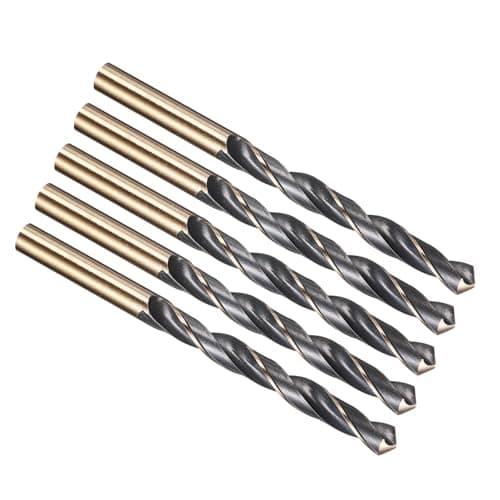 Image of PATIKIL 10mm Drill Bit, Jobber Straight Shank 4341 High-Speed Steel 118° Black and Gold Finish for Medium-hard Metal Steel Acrylic - 5 Pack