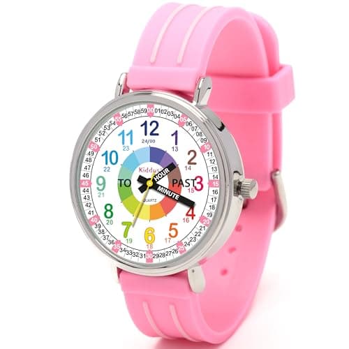 Image of Kiddus Educational Watches for Girls. Children Watch to Learn Time. Analogue First Watch for Kids from 5 Years Old. Time Teacher Exercices Included