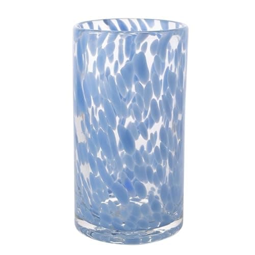 Image of Widdop and Co Hestia Blue Glass Tall Confetii Vase - 19cm x 10cm x 10cm - Beautiful Design - Slim Decorative Vase for Long Stemmed Flowers, Home, Kitchen, Office