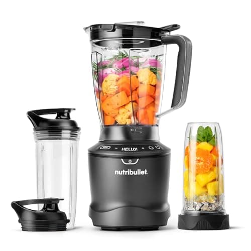 Image of nutribullet SmartSense Blender Combo - 1500W Base with 1.6L Jug & 2 Personal Cups with Lids - Satin Black Finish - 5 Pre-Programmed Smart Auto Cycles - Blend Fruit, Ice & Nuts - For Smoothies & Juices