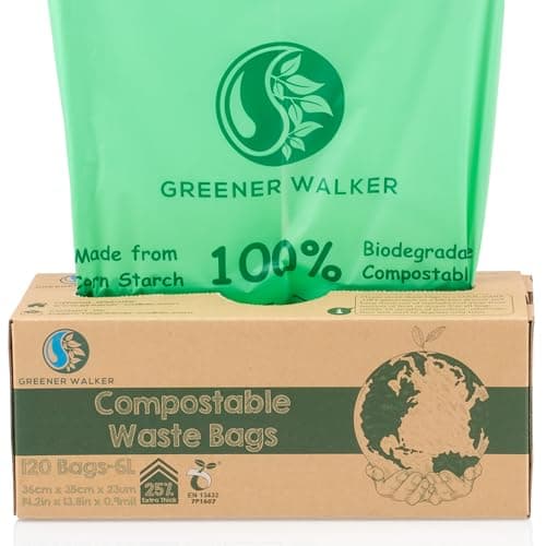 Image of Greener Walker 25% Extra Thick Compost 6L/10L/30L Caddy Bin Liners-120 Bags Biodegradable Kitchen Food Waste Bags(6L)