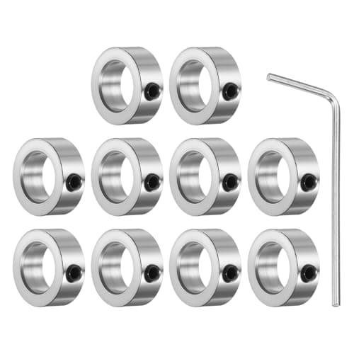Image of HiPicco Set Screw Collars, 10 Pack 7.05mm Bore Shaft Lock Collars, 12mm OD, 5mm Width, Nickel-Plated Carbon Steel Landing Gear Stopper Wheel Collar, Includes Wrench
