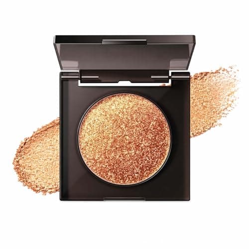 Image of Bronze Gold Shimmer Eyeshadow Palette - Waterproof Long-Lasting Single Pressed Powder with Buildable Intensity, Glittery Sparkle for Day to Night Eye Makeup and Party Looks (Bronze Gold)