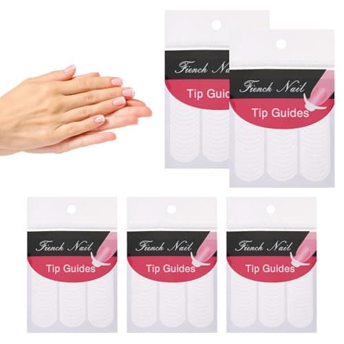 Image of 240 Pack French Tip Stickers 5 Sheets Self Adhesive Nail Art Stencils French Manicure Nail Polish Stickers Set DIY Tool Accessories for Nails Art Design Decoration Tools