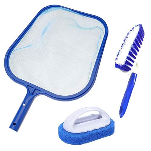 Image of Hot Tub Cleaning Kit Accessories, Pool Skimmer Leaf Net Fine Mesh Net, Scrubbing Brush and Sponge Brush for Cleaning Spas, Hot Tubs, Fountains