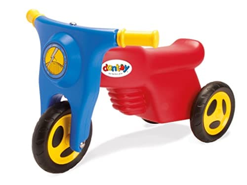 Image of Dantoy Kids Sit & Ride Motorcycle, Push Along Scooter with Rubber Wheels and Trailer Tow Bar, Made in Denmark