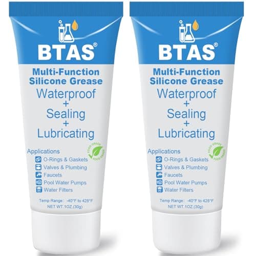 Image of BTAS Plumbers Silicone Lubricant Grease for Pool Filter,Faucet O Ring Gasket Lube Rubber Seals,Waterproof Food Grade, 30g, 2 Pcs