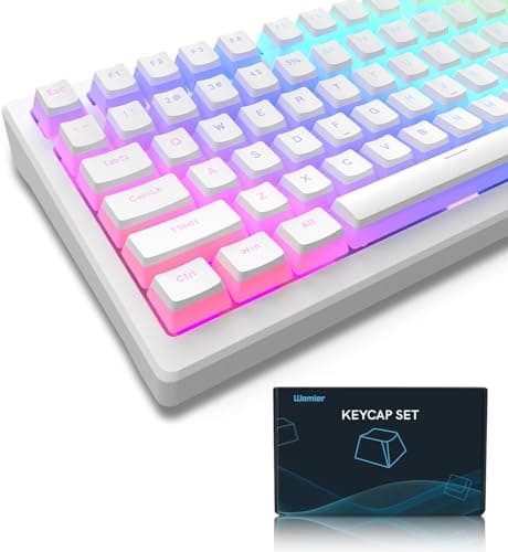 Image of LQXQ Pudding Keycaps, 165 Keys Custom Keycap QWERTY PBT Set, OEM Profile with Clear Keycaps, Universal Compatibility for 100%, 75%, 65%, 60% ANSI US Keyboards - White (UK Layouts not suitable)