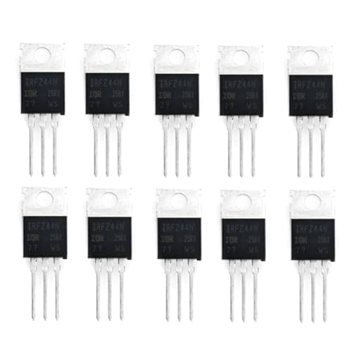 Image of JZK 10 Pcs IRFZ44N MOSFET Transistors | 49A 55V N-Channel Power MOSFET | TO-220AB Package Field Effect Tube Rectifier for Electronic Circuits & Motor Control