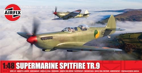 Image of AIRFIX - A05143 Supermarine Spitfire Tr.9 Model Building Kit - Plastic Plane Kits for Adults & Children 8+, Set Includes Sprues & Decals 1:48 Scale