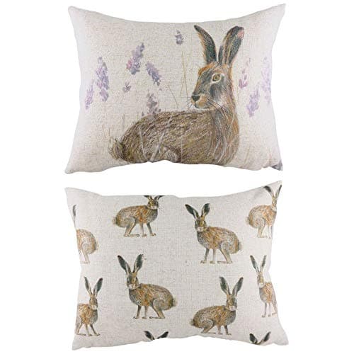 Image of Evans Lichfield Standing Hare Cushion, Natural, Size 17"X13"