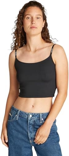 Image of Calvin Klein Women’s Elastic Tank Top with Logo Straps, Black (Ck Black), L