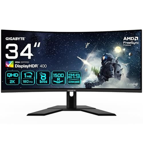 Image of Gigabyte G34WQCP 34" WQHD Curved Gaming Monitor - 3440 x 1440, 1500R, 180Hz, 1ms, 350 cd/m2, AMD FreeSync Premium, DisplayHDR 400, HDMI 2.0, DisplayPort 1.4