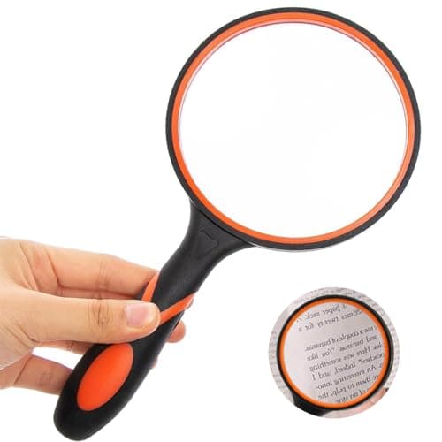 Image of Magnifying Glass, 10X Handheld Reading Magnifier with Non-Slip Soft Rubber Handle Shatterproof Magnifying Mirror for seniors to Read Check Explore