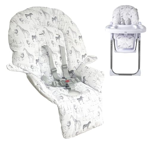 Image of My Babiie MBHC8 Premium Highchair Seat Cover Only with 5-Point Harness - Padded PVC Seat Cover, Easy Clean, Seat Cushion Compatible with My Babiie MBHC8 - Safari