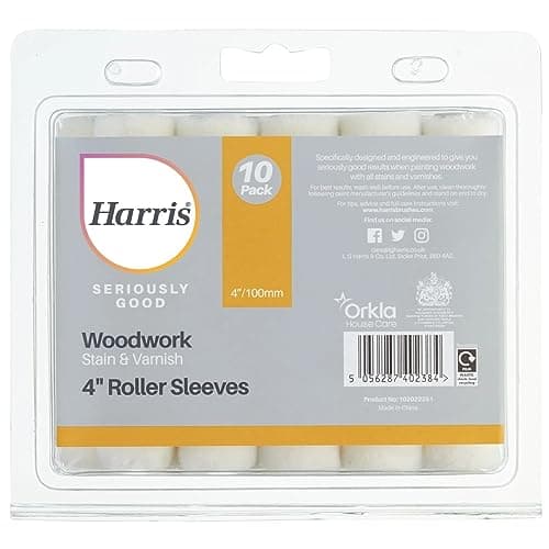 Image of Harris Seriously Good Woodwork Stain and Varnish 4in Mini Roller Sleeve 10 Pack