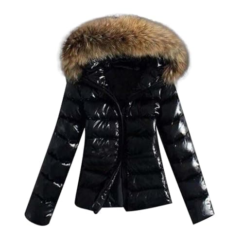 Image of Generisch 2025 Women's Lightweight Down Warm Quilted Jacket with Women's Coat Black Stand-Up Collar, black, L