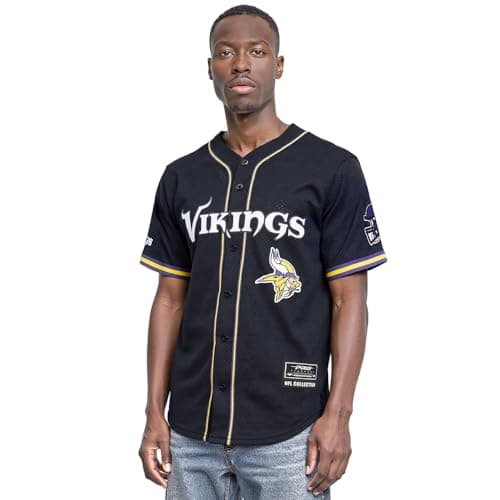 Image of Pro Standard Mens NFL Minnesota Vikings Mesh Button Down Top Black/Purple XL