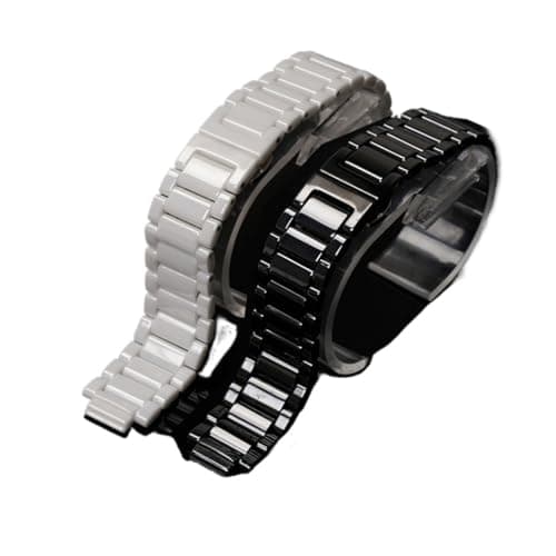 Image of PNESHGTT Compatible With Radar RADO True Series Ceramic Strap Watch Accessories Chain White Black Thin Convex Female Male(White)