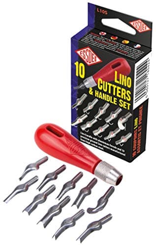 Image of Essdee Ten Lino Cutters and Handle Set (Lino Cutter Styles 1 to 10)