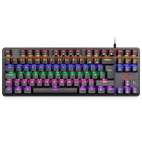Image of Rii Mechanical Gaming keyboard, RK908 80% Mechanical Keyboard(9 Backlight Modes) Blue Switches with 7 Color 88 Keys for PC Windows Mac keyboard-UK Layout