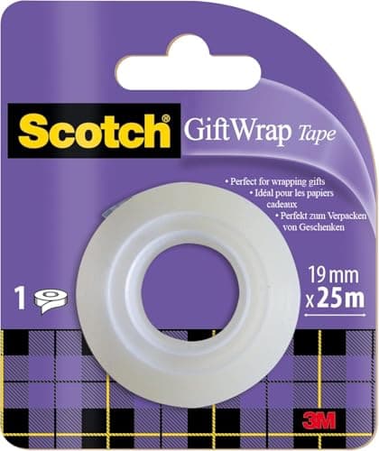 Image of Scotch Gift Wrap Tape, Refill Pack, 1 Roll, 19 mm x 25 m – Satin-Finish Clear Sticky Tape to Use on Gift Wrapping Paper