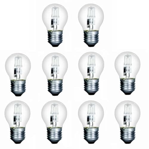 Image of Swan Lightbulbs Low Energy Halogen Golf Ball 28W, Edison Screw, E27, Clear Light Bulbs, Pack of 10