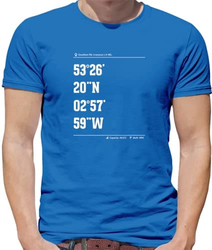 Image of Stadium Coordinates Evertonians - Mens T-Shirt - Royal Blue - Small