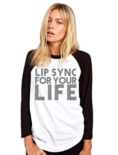 Image of Lip Sync for Your Life - Womens Baseball Top - Drag Queen Race XXL White/Black