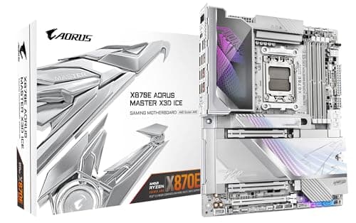 Image of GIGABYTE X870E AORUS MASTER X3D ICE Motherboard - Supports AMD Ryzen 9000 CPUs, 18+2+2 Phases Digital VRM, up to 9000Hz DDR5 (OC), 2xPCIe 5.0 + 3xPCIe 4.0, Wi-Fi 7, 10GbE LAN, USB 4