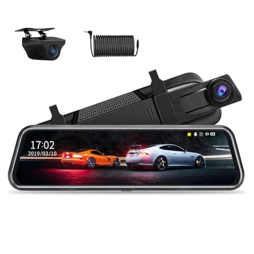 Image of 【2026 Upgraded】10 Inch Mirror Dash Cam Night Vision 1080P Full Touch Screen Dual Dash Cam Front and Rear Camera Car Rear View Mirror Loop Recording 170° Wide Angle Parking Assistance