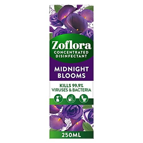 Image of Zoflora Midnight Blooms Concentrated Multipurpose Disinfectant Liquid, Antibacterial & Multi-Surface, Pet Safe Disinfectant, Kills 99.9% Of Bacteria & Viruses, 1 X 250 ml