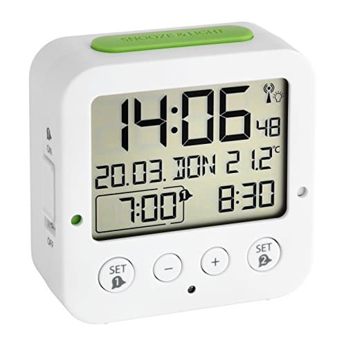 Image of TFA Dostmann 60.2528 Bingo Radio-Controlled Alarm Clock (white/green)