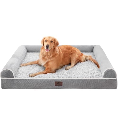 Image of WESTERN HOME Dog Beds Large Washable,Soft Orthopedic Extra Large Waterproof Medium Dog Beds with Removable Washable Cover, with U-Shape Bolster Grey,106 x 76 x 19 cm