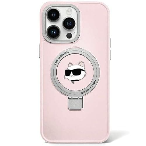 Image of KARL LAGERFELD KLHMP15XHMRSCHP Case for iPhone 15 Pro Max 6.7" Pink hardcase Ring Stand Choupette Head