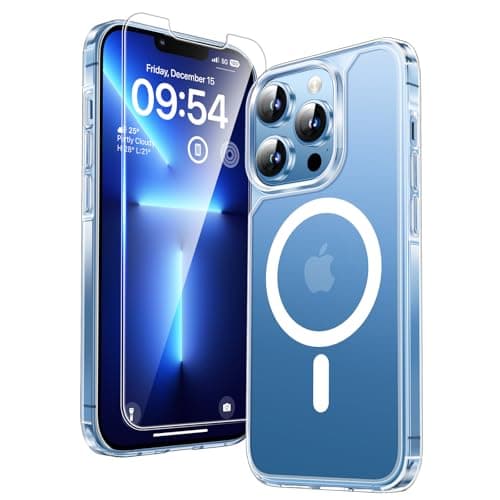 Image of TAURI Magnetic for iPhone 13 Pro Case, [Compatible with MagSafe] with Screen Protector, Not-Yellowing Military-Grade Protection Shockproof Slim Phone Cover, Clear