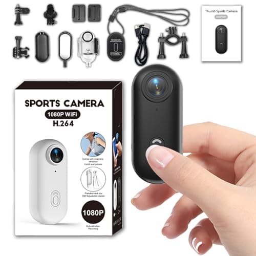 Image of Mini Thumb Action Camera, 1080P Wearable Small Body Camera, Portable Vlogging Camera with Magnetic Lanyard Back Clip and Waterproof Case, Hands-Free POV Camcorder Helmet Cam for Cycling, Motorcycle