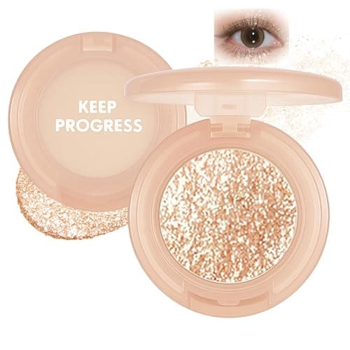 Image of Eyeshadow Glitter – Champagne Gold & Pearlescent Highlighter – Shimmer Single Eyeshadow & Face Highlighter Talc-Free Vegan Pressed Powder Long-Lasting Waterproof Festival Makeup(06)