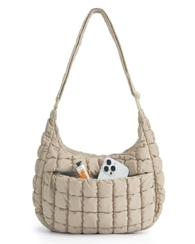 Image of bagsmart Crossbody Bag for Women 6.6L, Quilted Puffy Shoulder Handbag Soft Fluffy Cute Large Purse for Daily Use, Shopping