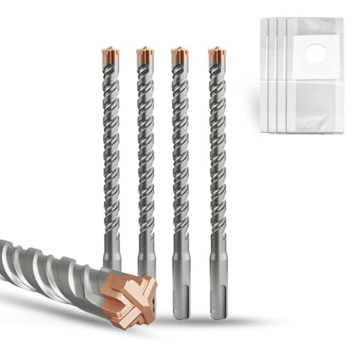 Image of METOTY SDS Plus Hammer Drill Bit 4PC 10mm×110mm, with 4 Carbide Cutting Edges, Head with Coating, Masonry Drill, Hammer Drill, Concrete Drill, for Stone, Concrete, Natural Stone, Brick Wall