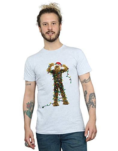 Image of Star Wars Men's Chewbacca Christmas Lights T-Shirt XXX-Large Sport Grey